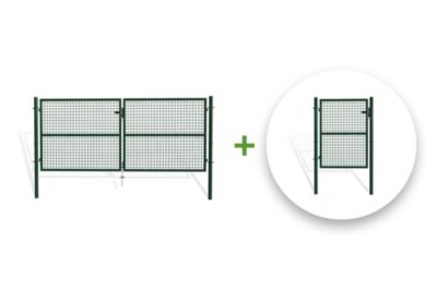Portail grillagé 3m OLGA H.130cm + Portillon 1m OLGA H.130cm Vert
