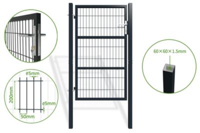 Portail grillagé 3m RAZO H.160cm + Portillon 1m RAZO H.160cm Gris