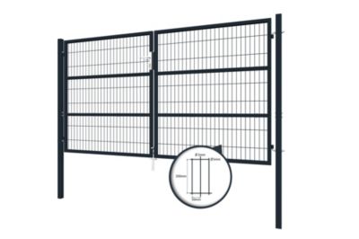 Portail grillagé 3m RAZO H.160cm + Portillon 1m RAZO H.160cm Gris