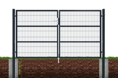 Portail grillagé 3m RAZO H.160cm + Portillon 1m RAZO H.160cm Gris