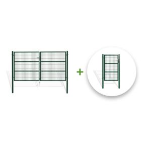 Portail grillagé 3m RAZO H.160cm + Portillon 1m RAZO H.160cm Vert