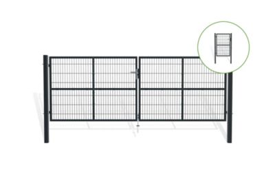 Portail grillagé 4m H.140cm RAZO + Portillon 1m RAZO H.140cm Gris