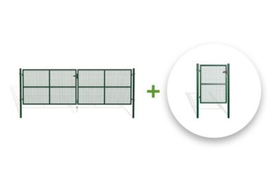 Portail grillagé 4m OLGA H.130cm + Portillon 1m OLGA H.130cm Vert