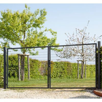 Portail grillagé acier galvanisé L 3m Noir H 1m00