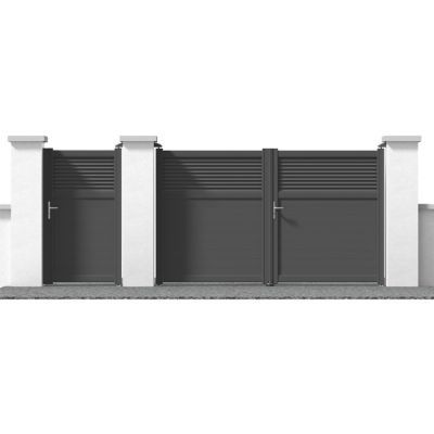 Portail Jardimat aluminium Annoire gris antique sablé - 300 x h.179 cm