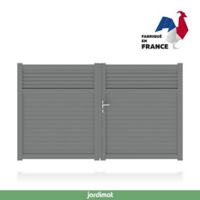 Portail Jardimat aluminium Annoire gris antique sablé - 350 x h.179 cm