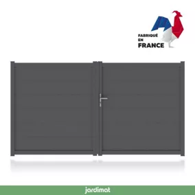 Portail Jardimat aluminium Chalon gris 7016 - 350 x h.167 cm