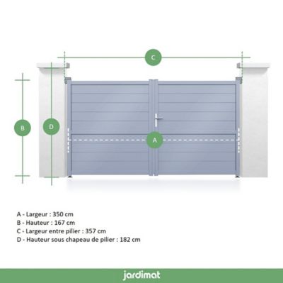Portail Jardimat aluminium Chalon gris 7016 - 350 x h.167 cm