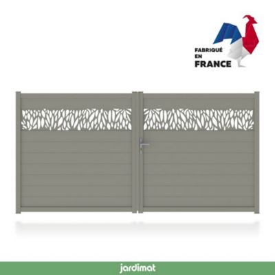 Portail Jardimat aluminium Neva 2 gris 7039 - 300 x h.180 cm