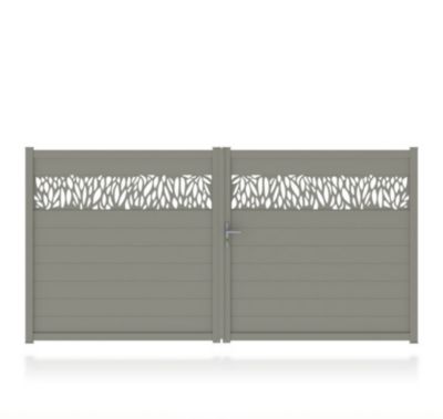 Portail Jardimat aluminium Neva 2 gris 7039 - 300 x h.180 cm