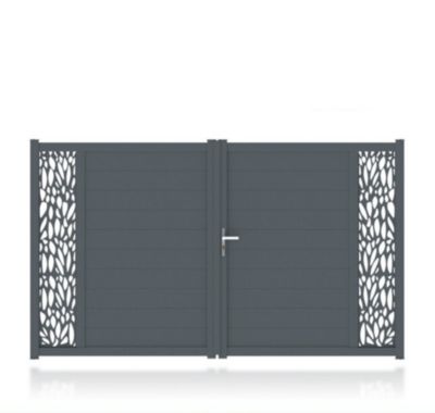 Portail Jardimat aluminium Neva 3 gris 7021 - 350 x h.180 cm