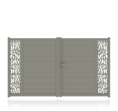 Portail Jardimat aluminium Neva 3 gris 7039 - 300 x h.180 cm