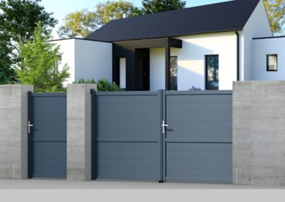 Portail Jardimat aluminium Perth gris anthracite - 350 x h.166 cm