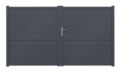 Portail Jardimat aluminium Perth gris anthracite - 350 x h.166 cm