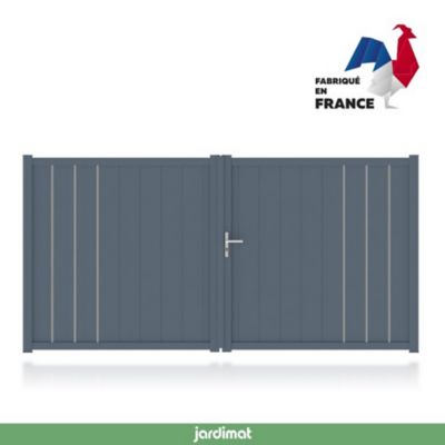 Portail Jardimat aluminium Valois gris 7016 sablé - 300 x h.180 cm