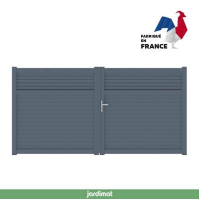 Portail Jardimat battant aluminium Annoire gris anthracite - 300 x h.177 cm