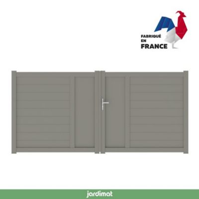 Portail Jardimat battant aluminium Aquarelle gris quartz - 350 x h.170 cm