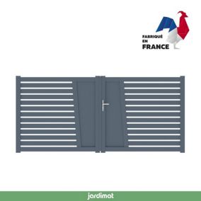 Portail Jardimat battant aluminium Audelange gris anthracite - 300 x h.164 cm