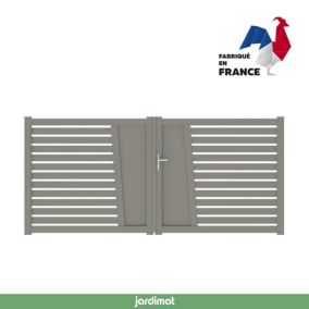 Portail Jardimat battant aluminium Audelange gris quartz - 300 x h.164 cm