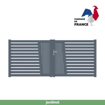 Portail Jardimat battant aluminium Audelange Squa gris anthracite - 300 x h.164 cm