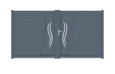 Portail Jardimat battant aluminium double S Emagny gris anthracite - 350 x h.180 cm