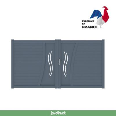 Portail Jardimat battant aluminium Emagny gris anthracite - 350 x h.180 cm