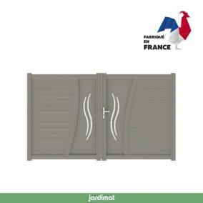 Portail Jardimat battant aluminium Emagny gris quartz - 300 x h.180 cm