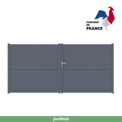 Portail Jardimat battant aluminium Perth gris anthracite - 300 x h.185 cm