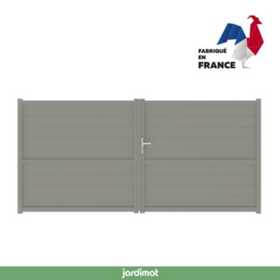Portail Jardimat battant aluminium Perth gris quartz - 400 x h.166 cm