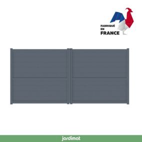 Portail Jardimat battant motorisé aluminium Perth gris anthracite - 300 x h.166 cm