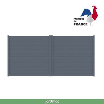 Portail Jardimat battant motorisé aluminium Perth gris anthracite - 350 x h.166 cm