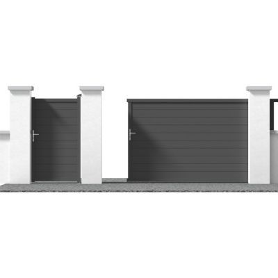 Portail Jardimat coulissant aluminium Alpes gris antique - 350 x h.171 cm