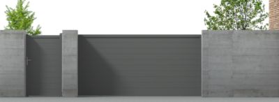 Portail Jardimat coulissant aluminium Alpes gris antique - 350 x h.171 cm