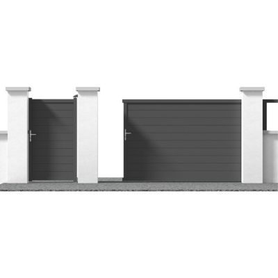Portail Jardimat coulissant aluminium Alpes gris antique - 400 x h.171 cm