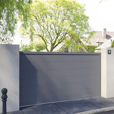 Portail Jardimat coulissant aluminium Chalon gris 7016 - 350 x h.160 cm