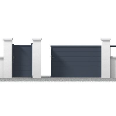 Portail Jardimat coulissant aluminium Chalon gris 7016 - 350 x h.160 cm