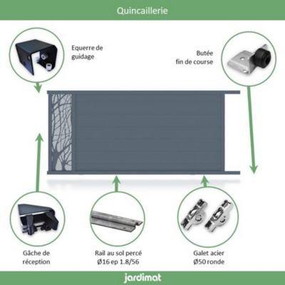 Portail Jardimat coulissant aluminium Fréjus gris 7016 - 400 x h.170 cm