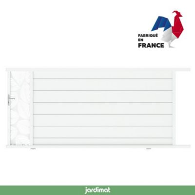 Portail Jardimat coulissant aluminium Frejus Tropical blanc - 350 x h.170 cm