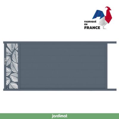 Portail Jardimat coulissant aluminium Frejus Tropical gris anthracite - 350 x h.170 cm