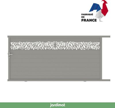 Portail Jardimat coulissant aluminium Neva 2 gris 7039 - 350 x h.174 cm