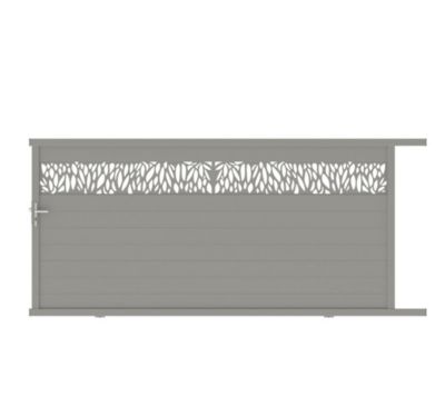 Portail Jardimat coulissant aluminium Neva 2 gris 7039 - 400 x h.174 cm