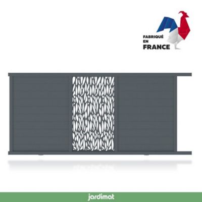 Portail Jardimat coulissant aluminium Neva 3 gris 7021 - 350 x h.174 cm
