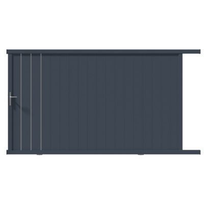 Portail Jardimat coulissant aluminium Valois gris 300 x h.180 cm