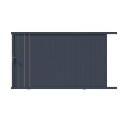 Portail Jardimat coulissant aluminium Valois gris 7016 sablé - 350 x h.180 cm