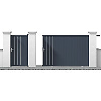 Portail Jardimat coulissant aluminium Valois gris 7016 sablé - 350 x h.180 cm