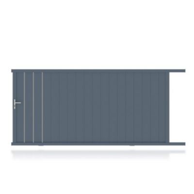 Portail Jardimat coulissant aluminium Valois gris 7016 sablé - 350 x h.180 cm