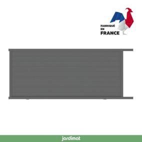 Portail Jardimat coulissant motorisé aluminium Alpes gris antique - 400 x h.160 cm