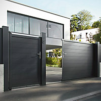 Portail Jardimat coulissant motorisé aluminium Alpes noir - 350 x h.160 cm