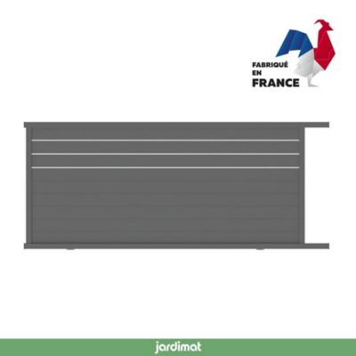 Portail Jardimat coulissant motorisé aluminium Alpes Trio gris antique - 350 x h.160 cm