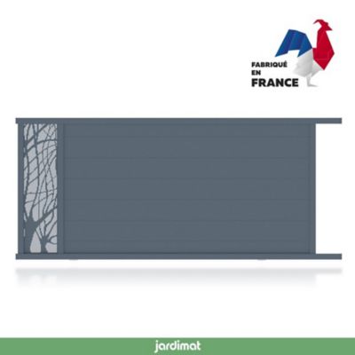 Portail Jardimat coulissant motorisé aluminium Fréjus gris - 350 x h.170 cm